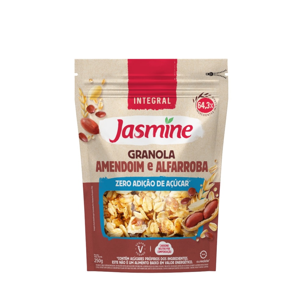 Granola Integral Amendoim e Alfarroba Zero Açúcar Jasmine Pacote